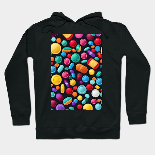 Colourful pills pattern Hoodie by Spaceboyishere